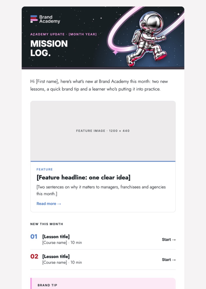 Monthly newsletter preview